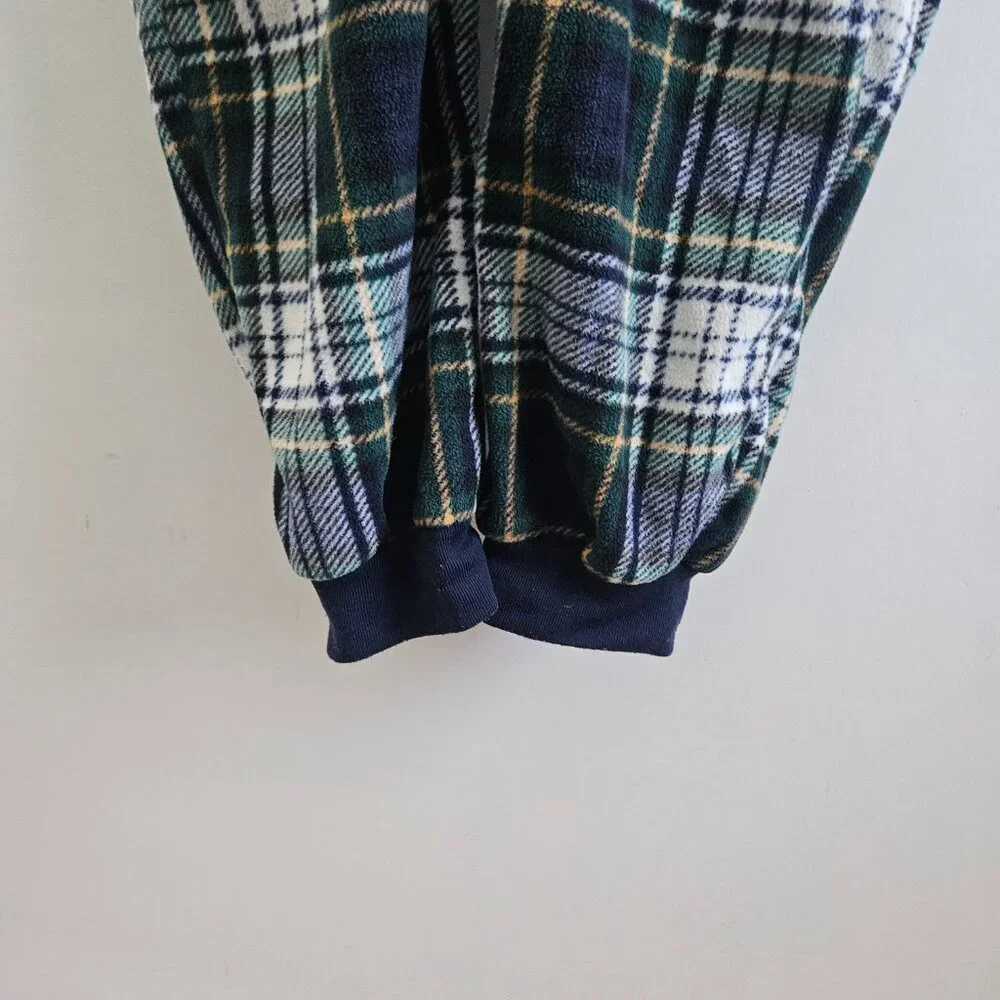 Children's Place Adult Buffalo Plaid Fleece One Piece Medium Pajama Set